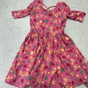 Colorful Heart Print Dress  DDS warm fabric size 7